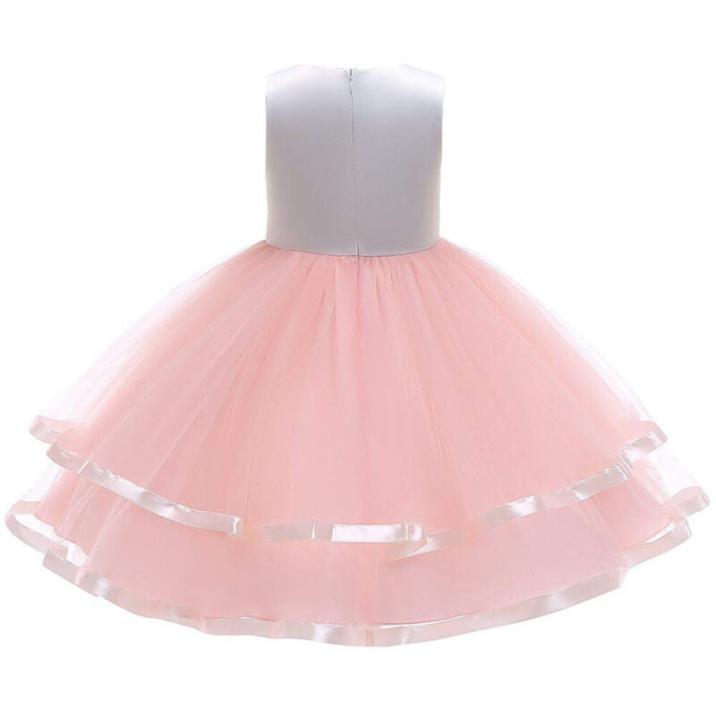 Flower Girls Bridesmaid Dress Baby Kids Party Wedding Lace Bow Princess Dresses