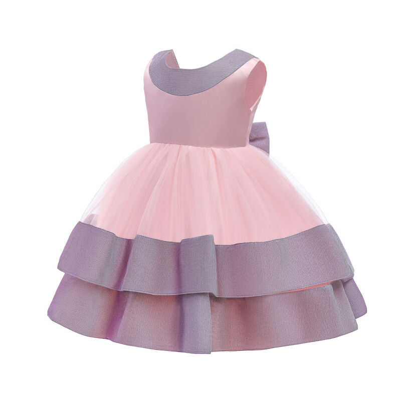 Flower Girls Bridesmaid Dress Baby Kids Party Wedding Lace Bow Princess Dresses