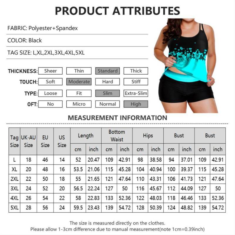 Plus Size Womens Ruffle Tankini Shorts Set Swimming Costume Swimsuit Swim Dress