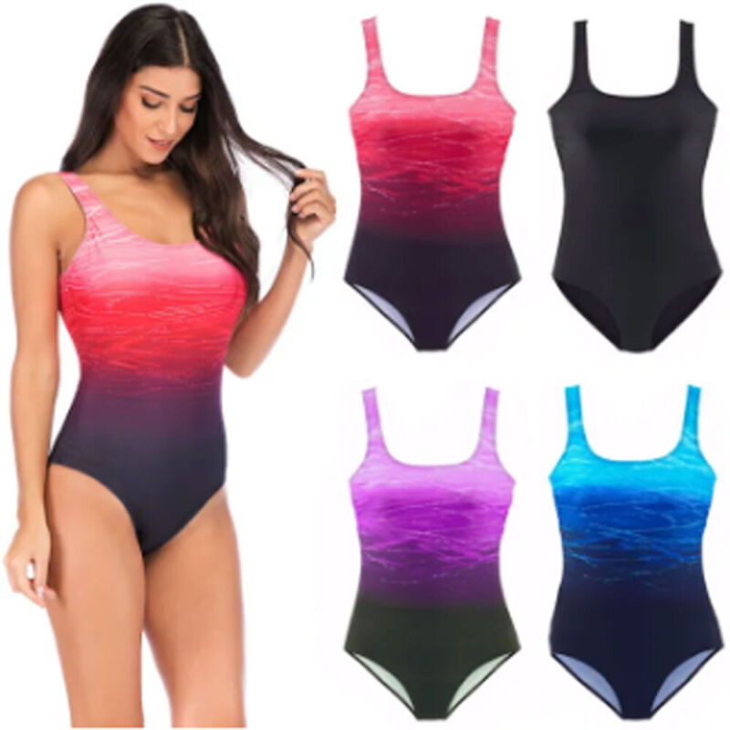 Plus Size Womens Tummy Control Monokini Swimming Costume One Piece Swimsuit UK