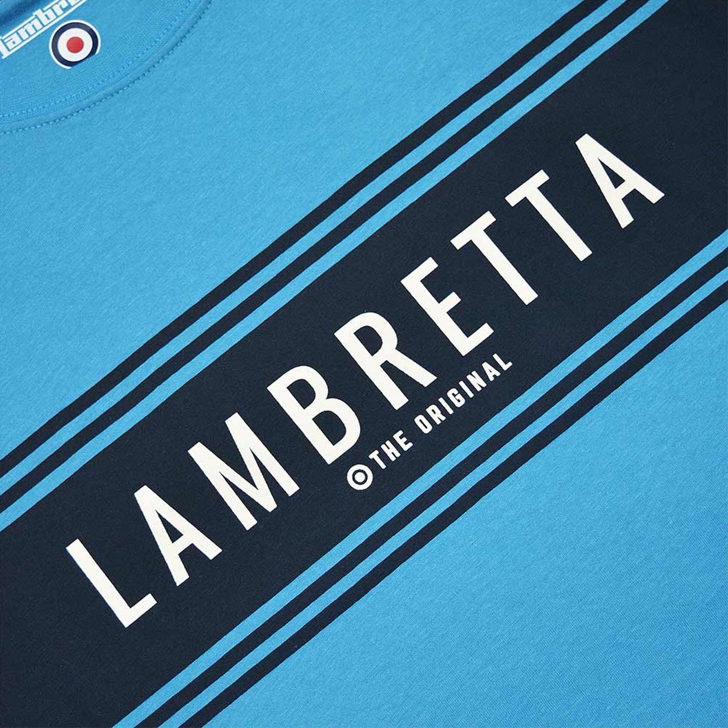 Lambretta Mens Logo Panel Raglan Retro Crew Neck T-Shirt Tee Top