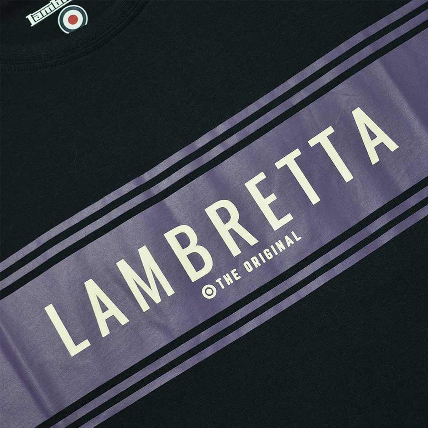 Lambretta Mens Logo Panel Raglan Retro Crew Neck T-Shirt Tee Top