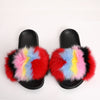 fur slides for women REAL BIG FURRY slippers flush soft raccoon outdoor slider sandals fox fur slipper