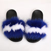 fur slides for women REAL BIG FURRY slippers flush soft raccoon outdoor slider sandals fox fur slipper