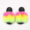 fur slides for women REAL BIG FURRY slippers flush soft raccoon outdoor slider sandals fox fur slipper