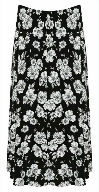 Womens Paisley Floral Printed Elasticated Stretch Skirt Waist Ladies Midi Skirt