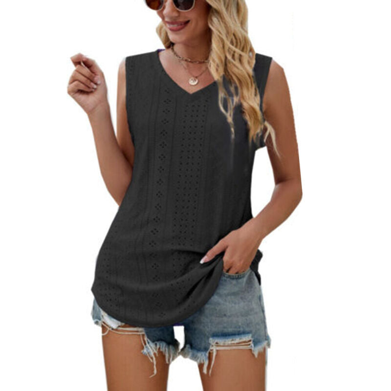 Womens Vest Tops Summer Sleeveless Blouse Ladies Tank Cami Tee T Shirt Plus Size