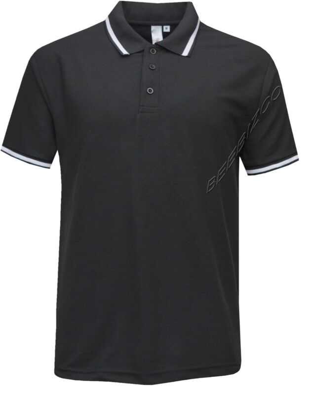 Mens Short Sleeve Polo Shirt Plain Pique Single/Double Tipping Collar M - 6XL