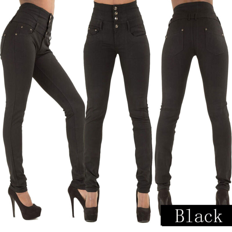 Womens Stretch Jeans Denim Jeggings High Waist Stretchy Skinny Slim Fit Pants UK