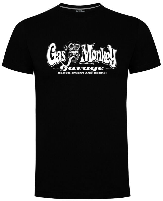 Gas Monkey Garage T-Shirt Official GMG OG Logo Blood Sweat and Beers Casual Tee