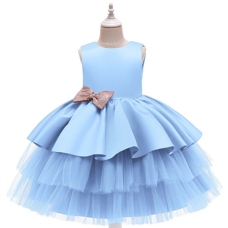 Flower Girls Bridesmaid Dress Baby Kids Party Wedding Lace Bow Princess Dresses