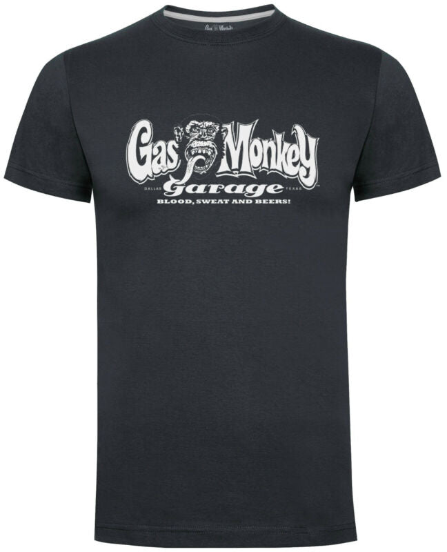 Gas Monkey Garage T-Shirt Official GMG OG Logo Blood Sweat and Beers Casual Tee