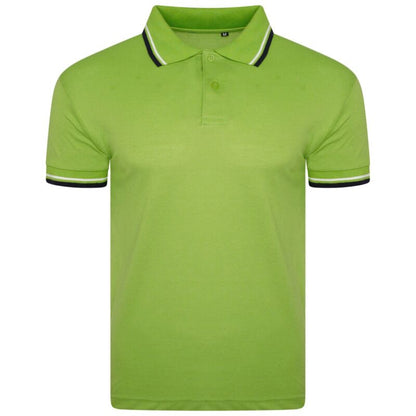 Mens Short Sleeve Plain Tipping Polo Shirt T Shirt Top Casual S-2XL Pique