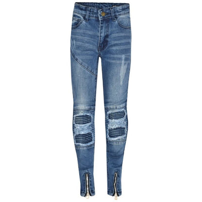 Kids Boys Mid Blue Stretchy Designer's Jeans Ripped Denim Skinny Pants Trousers