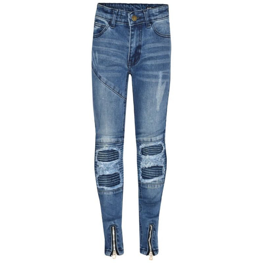 Kids Boys Mid Blue Stretchy Designer's Jeans Ripped Denim Skinny Pants Trousers