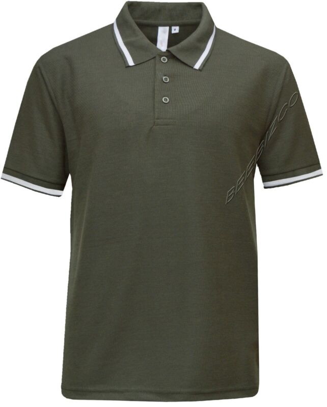 Mens Short Sleeve Polo Shirt Plain Pique Single/Double Tipping Collar M - 6XL