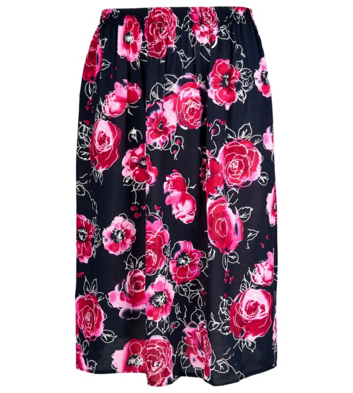 Women ladies Summer Floral Print Skirt Elasticated Waist Size 10-24 length 27"