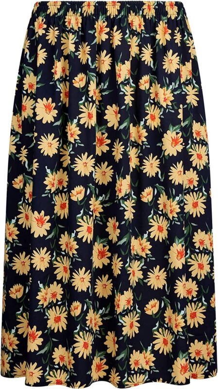 Women ladies Summer Floral Print Skirt Elasticated Waist Size 10-24 length 27"