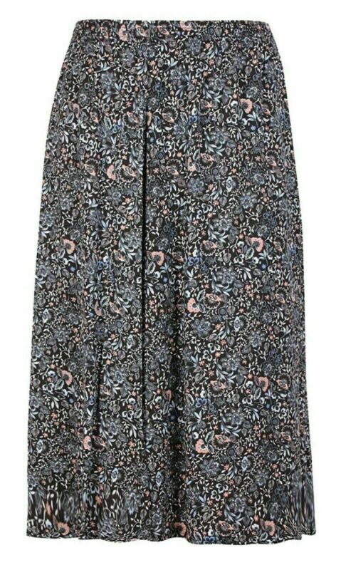 Womens Paisley Floral Printed Elasticated Stretch Skirt Waist Ladies Midi Skirt