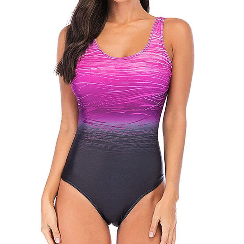 Plus Size Womens Tummy Control Monokini Swimming Costume One Piece Swimsuit UK