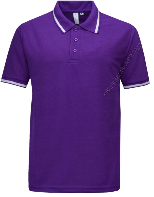 Mens Short Sleeve Polo Shirt Plain Pique Single/Double Tipping Collar M - 6XL