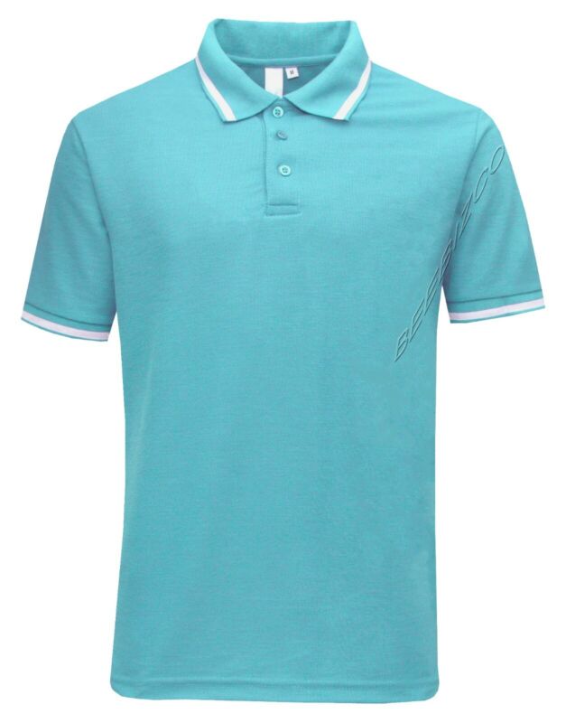 Mens Short Sleeve Polo Shirt Plain Pique Single/Double Tipping Collar M - 6XL