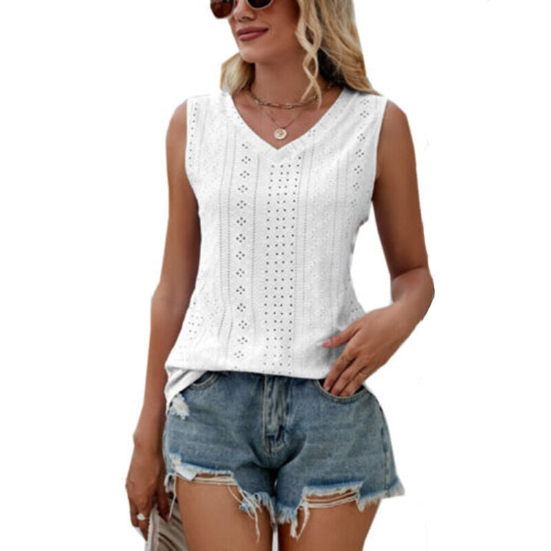 Womens Vest Tops Summer Sleeveless Blouse Ladies Tank Cami Tee T Shirt Plus Size