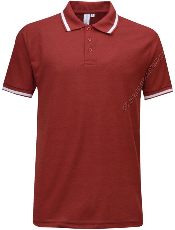 Mens Short Sleeve Polo Shirt Plain Pique Single/Double Tipping Collar M - 6XL