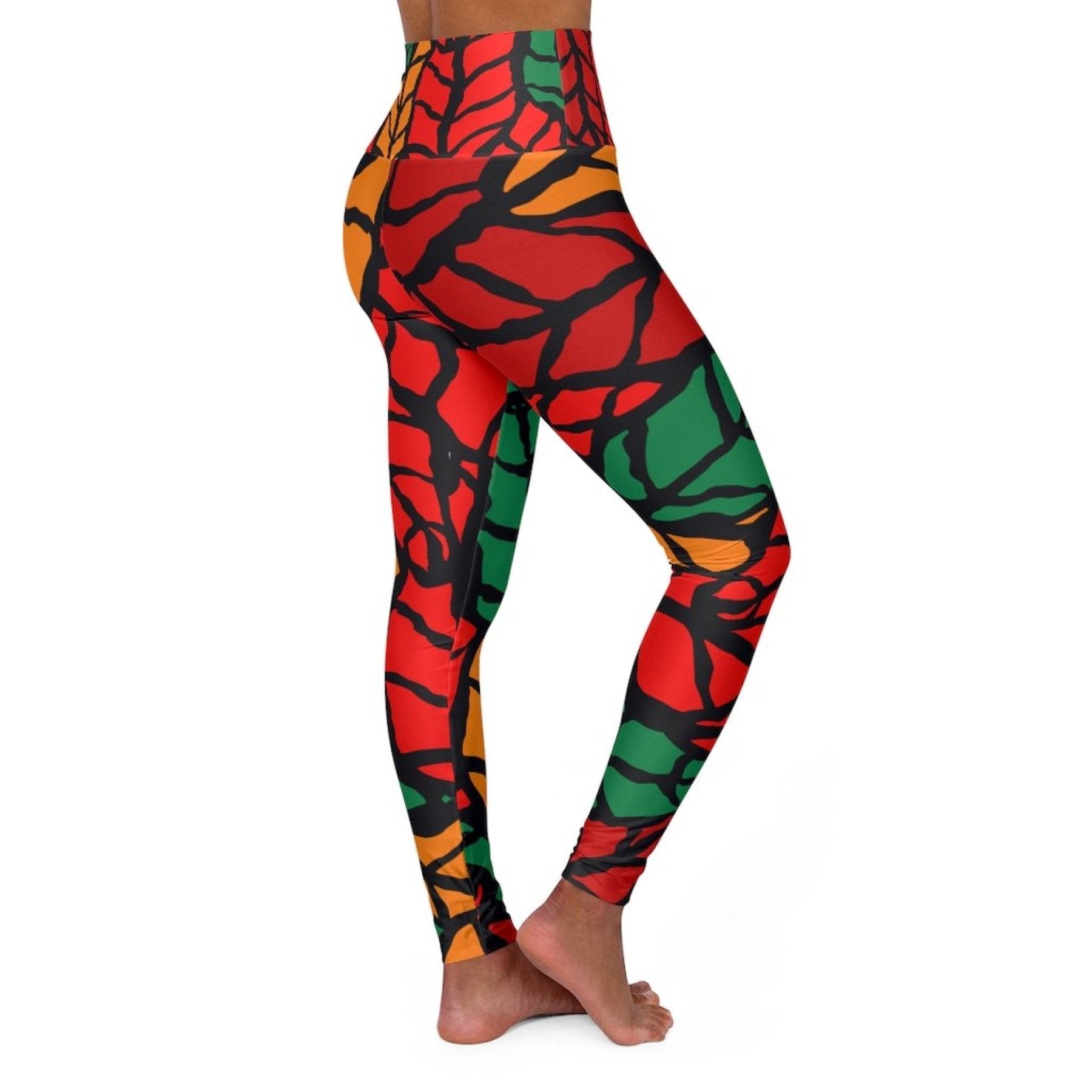 Women Leggings, Red And Green Autumn Leaf Style Fitness Pants-0